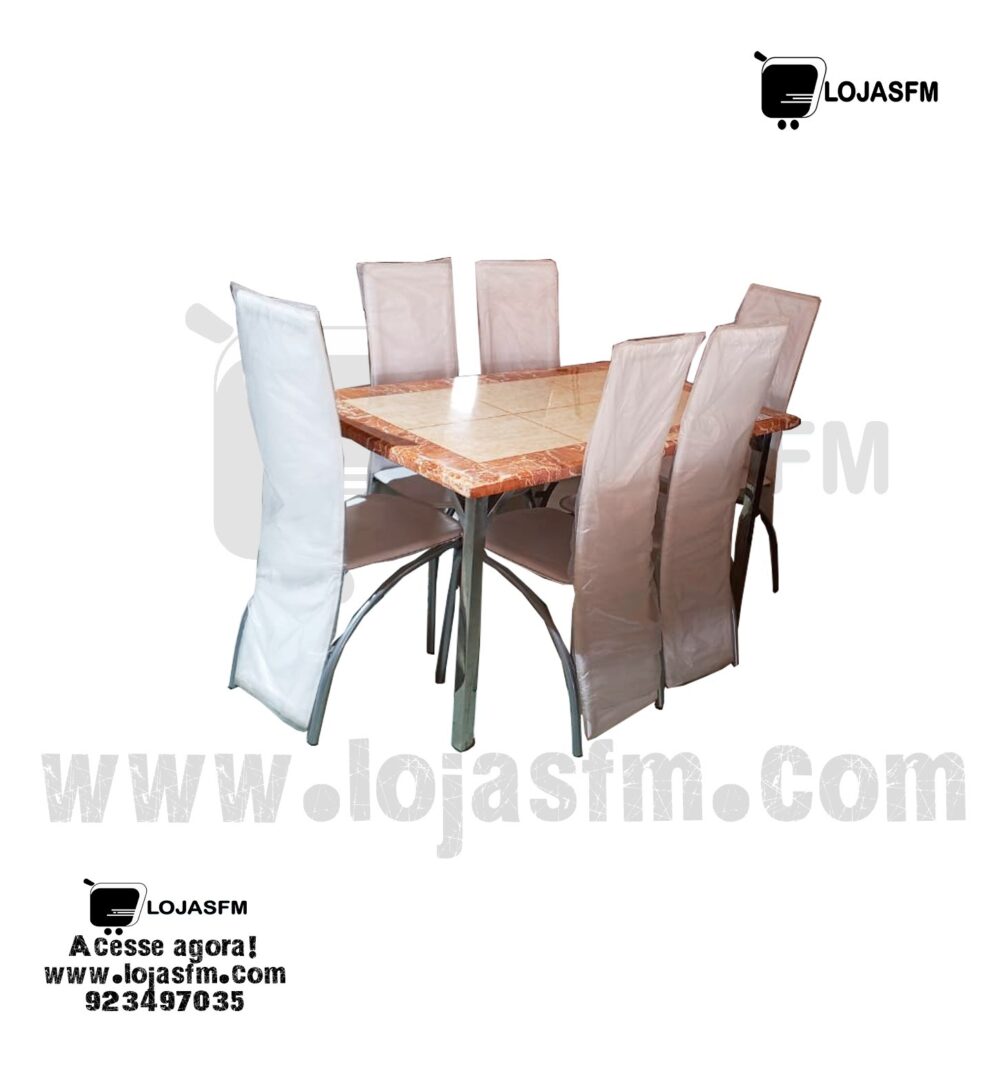 Mesa de jantar com 6 cadeira tampo em mármore produto novo com direito entrega e montagem - Image 1