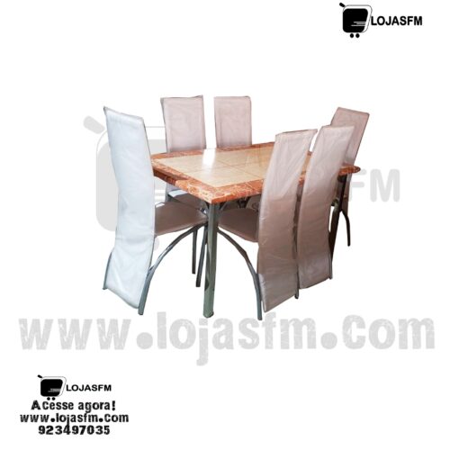 Mesa de jantar com 6 cadeira tampo em mármore produto novo com direito entrega e montagem