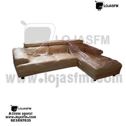Sofá L cabedal cor creme produto novo com direito entrega ao domicilio