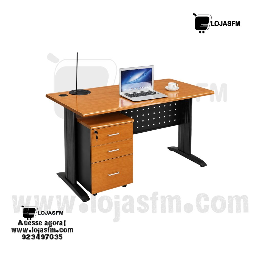 168 Secretária com Bloco Rodado – 140x70 cm de Estilo e Organização para Seu Escritório - Image 1