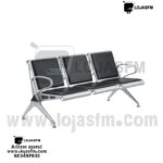 Cadeira de Espera Tripla em Aço e Couro Sintético – Elegância e Conforto para Sua Receção