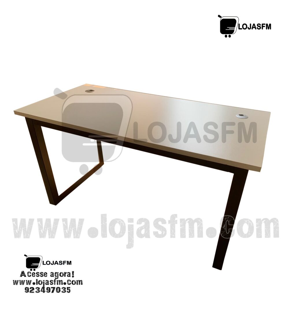 Secretária com Tampo Branco e Estrutura Preta – 140x70 cm de Estilo e Funcionalidade - Image 3