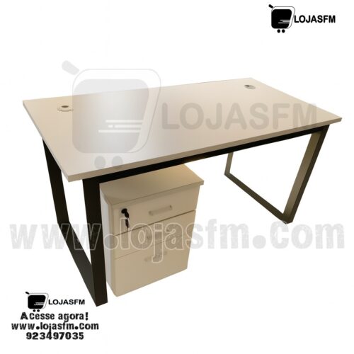 Secretária com Tampo Branco e Estrutura Preta – 140x70 cm de Estilo e Funcionalidade
