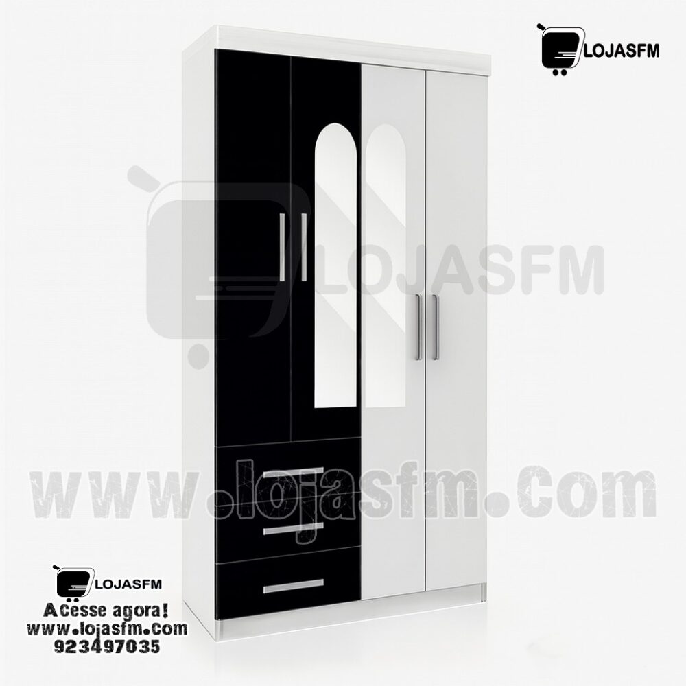Guarda-Roupa – 4 Portas, 3 Gavetas com Espelho | Entrega + Montagem Inclusa - Image 1