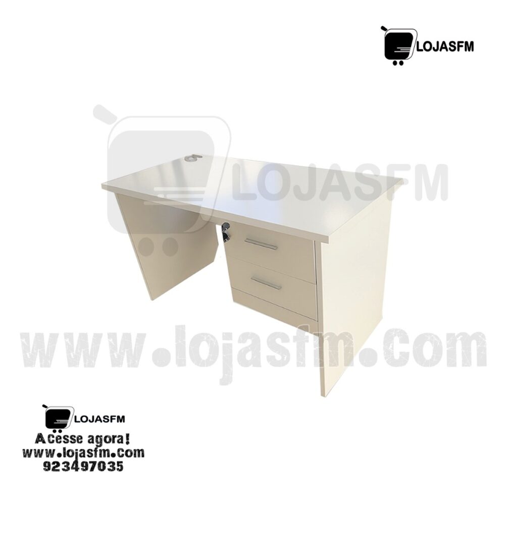 Secretária Branca com Bloco Fixo – 120x60cm | Grande Promoção! - Image 1