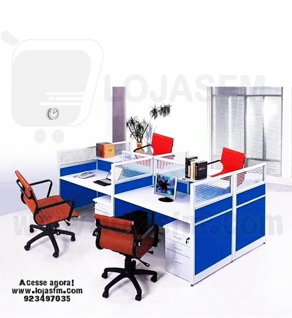 Secretária Ilha 4 Lugares – Estação de Trabalho 240×120cm com Gavetas e Montagem Inclusa - Image 1