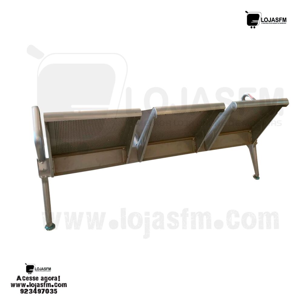 Cadeira de Espera Tripla em Aço e Couro Sintético – Elegância e Conforto para Sua Receção - Image 2