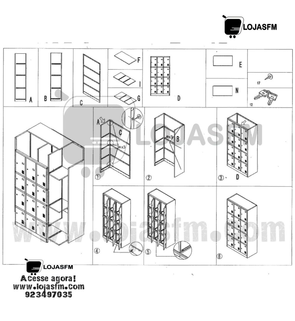 Cacifo Metálico com 12 Portas – Cor Cinza | Super Promoção - Image 3
