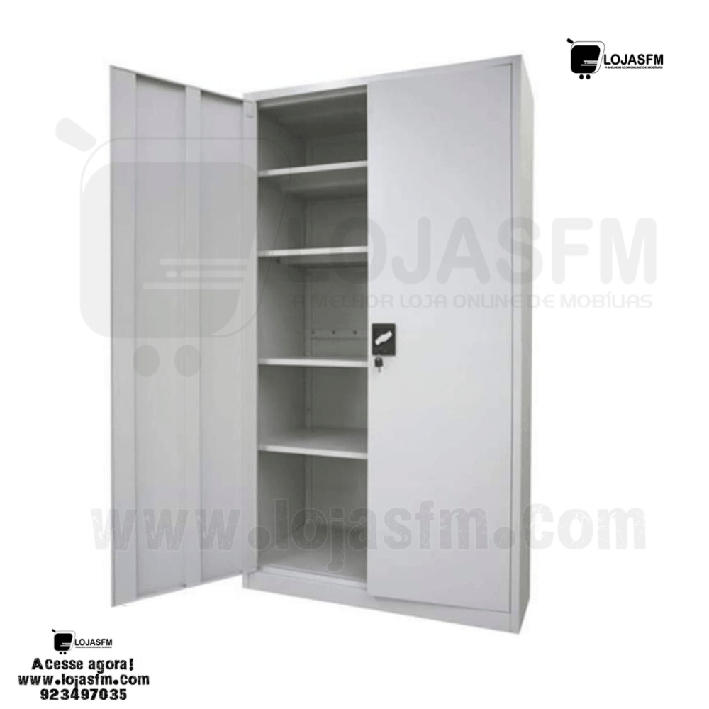 Armário Metálico com 2 Portas – 180x90 cm em Cinza Clássico - Image 1