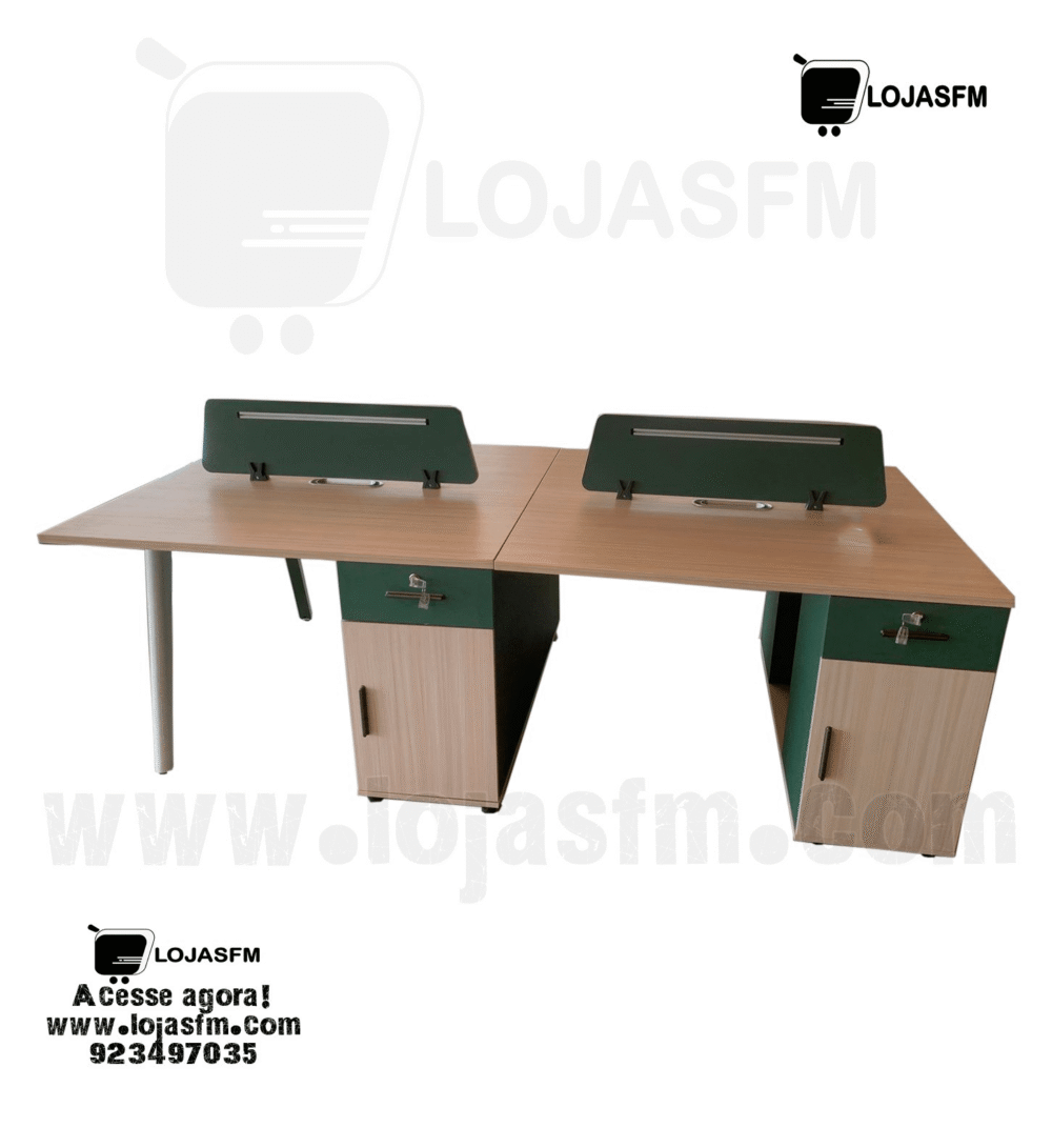 Secretária Ilha 4 Lugares – Estação de Trabalho 240×120cm com Gavetas e Montagem Inclusa - Image 1
