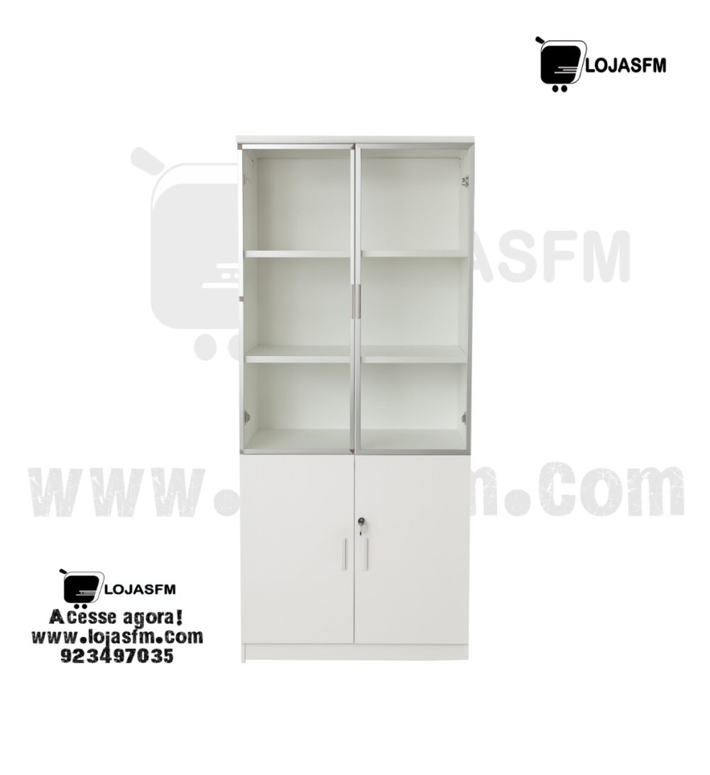 Armário Vitrine  170x90 – Porta de Vidro e Compartimento Fechado com Chave - Image 1