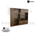 Estante 240x200 – Madeira Escura com Compartimentos Fechados e Prateleiras Abertas