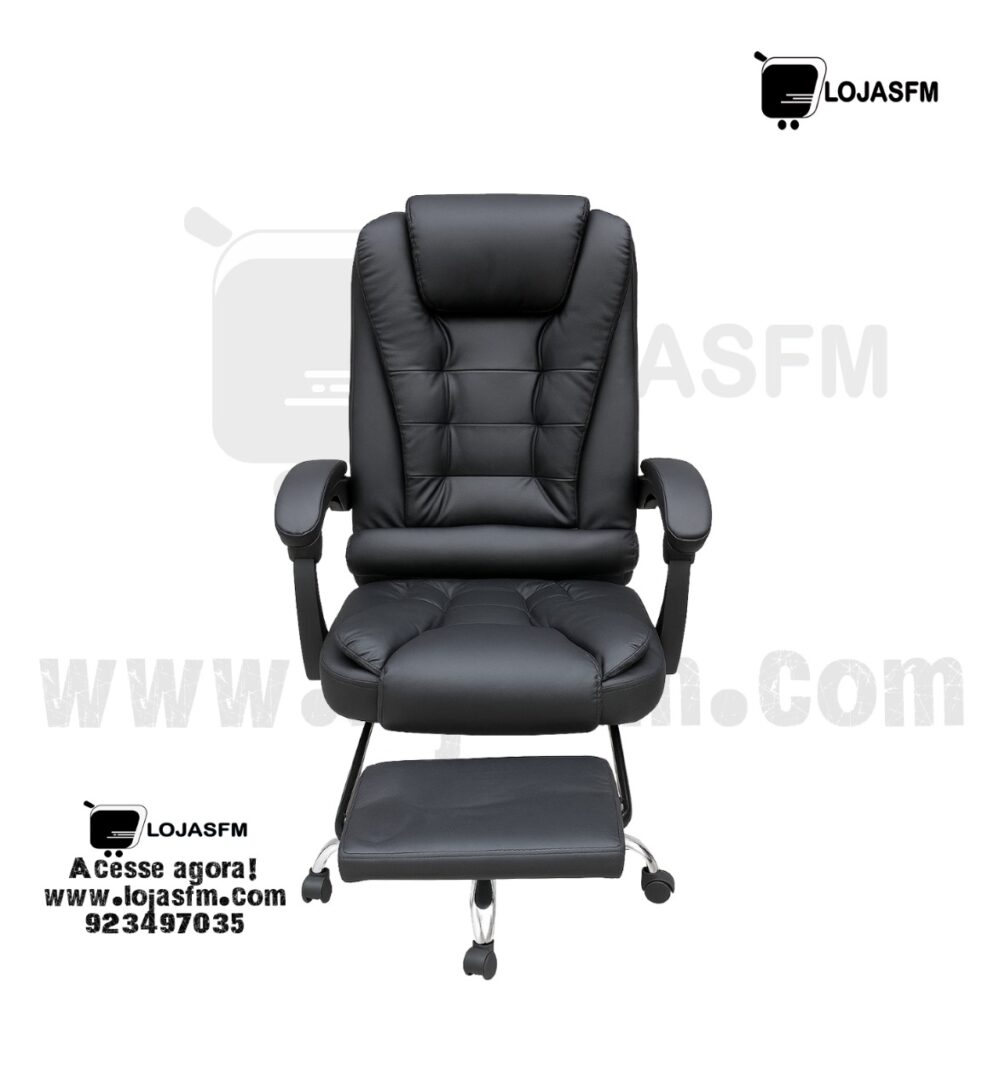 Cadeira giratória em Napa Preto com Apoio para os Pés | Entrega e Montagem Inclusas - Image 2