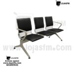 Cadeira de espera Longarina Aeroporto 3 Lugares – napa preta Preto e Chassis Metálico | Montagem Inclusa