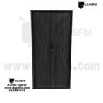 Armário alto com Portas Persiana – 4 Prateleiras Internas, Estrutura Metálica Preta – Entrega e Montagem Inclusas