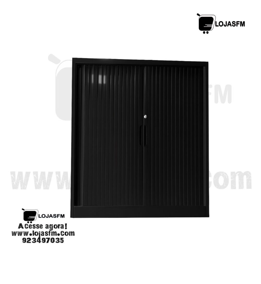 Armário Base com Portas Persiana – Estrutura Metálica Preta, 2 Prateleiras Internas – Entrega e Montagem Inclusas - Image 1