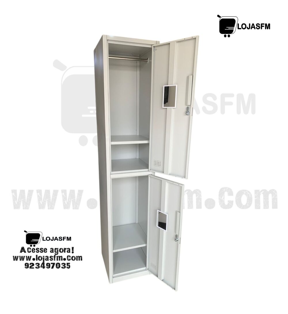 Cacifo Metálico Cinza com Espelhos e Fecho | Entrega e Montagem Incluídas - Image 2