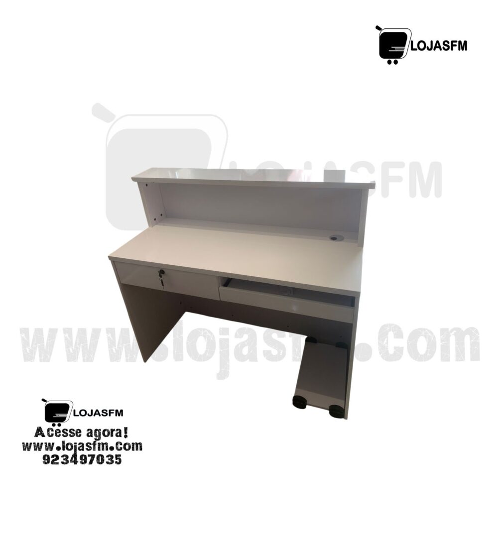 Balcão de Atendimento Branco com Gavetas e Rodízios | Entrega e Montagem Incluídas - Image 2