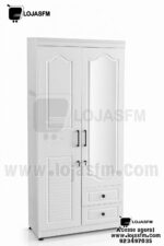 Guarda-Roupa Clássico Branco com Espelho – 2 Portas + 2 Gavetas (194 × 80 × 45 cm)  Entrega e Montagem Inclusas