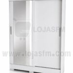 Guarda-Roupa Branco com Portas de Correr e Espelho (200 × 123 × 50 cm)  Entrega e Montagem Inclusas