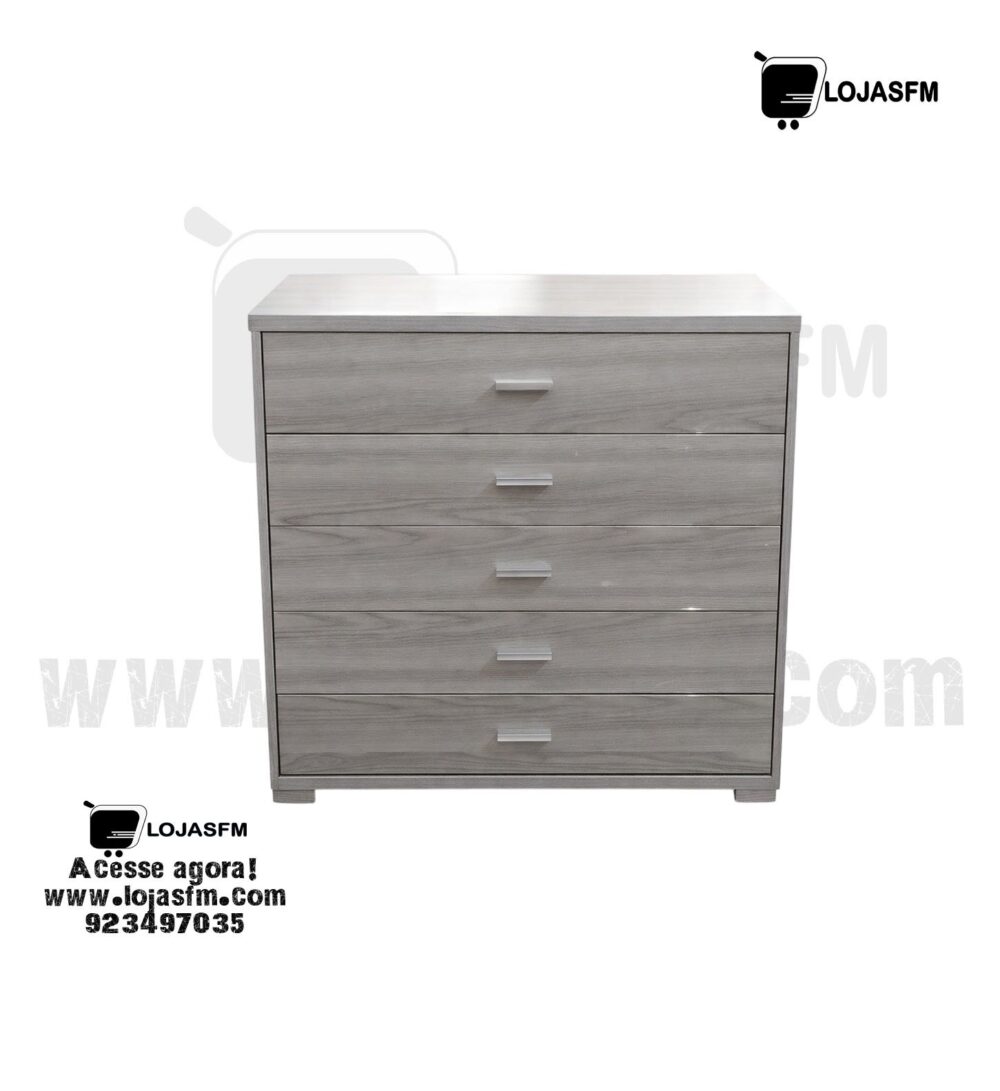 Cómoda Cinza com 5 Gavetas – 90cm x 80cm - Image 1