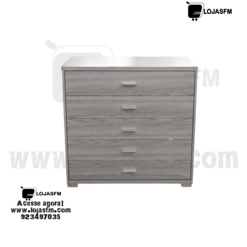 Cómoda Cinza com 5 Gavetas – 90cm x 80cm
