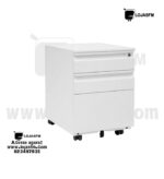 Bloco de Gaveta com Estrutura Metálica Branca – 3 Gavetas com Rodas e Fechadura