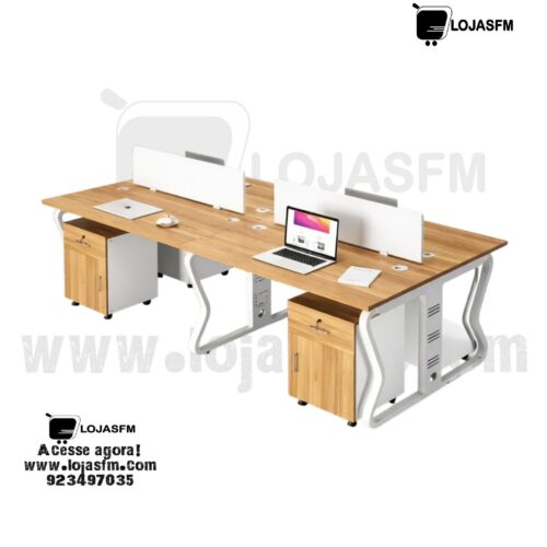 Secretária Ilha 4 Lugares – Entrega e Montagem Inclusas