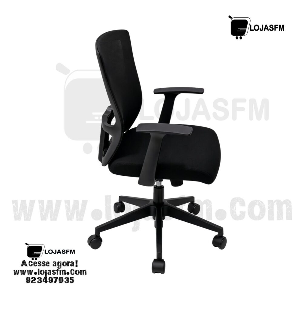 Cadeira de Escritório Ergonómica Giratória Preta com Rodas – Conforto Profissional com Entrega e Montagem - Image 1