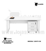 Secretária Branca 120x70 com Estrutura Metálica | Mesa de Escritório Moderna com Entrega e Montagem - Image 2