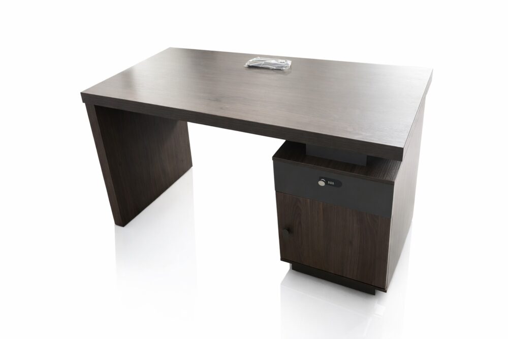 Secretária de Escritório 120x60cm com Gaveta e Armário – Design Moderno em Madeira - Image 1