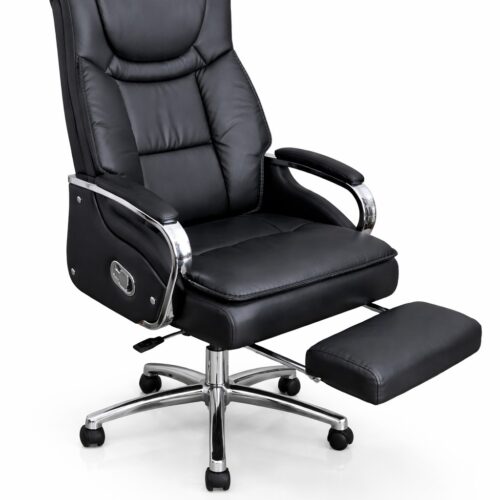 Cadeira giratória Executiva Reclinável de Luxo com Apoio para Pés – Ergonómica em Couro Sintético | Entrega e Montagem Inclusa