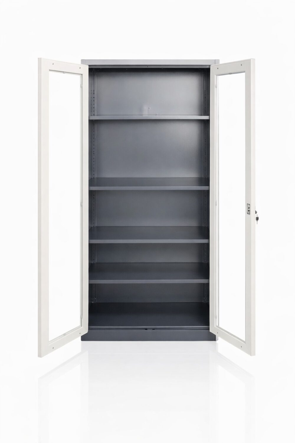 Armário metálico de Escritório 180x90x45cm com Portas de Vidro e Fechadura – Design Moderno - Image 2