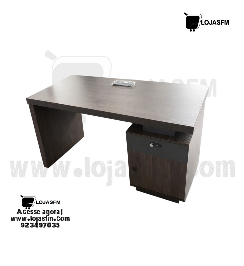 Secretária de Escritório 120x60cm com Gaveta e Armário – Design Moderno em Madeira - Image 1
