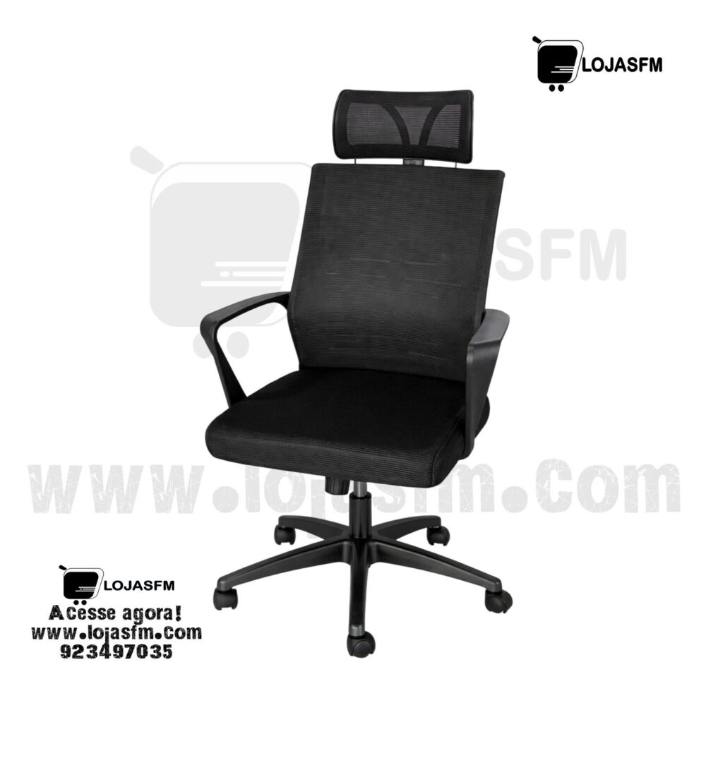 Cadeira giratória Executiva Ergonómica com Apoio de Cabeça em Tela Mesh – Regulável com Rodas | Entrega e Montagem Inclusa - Image 1