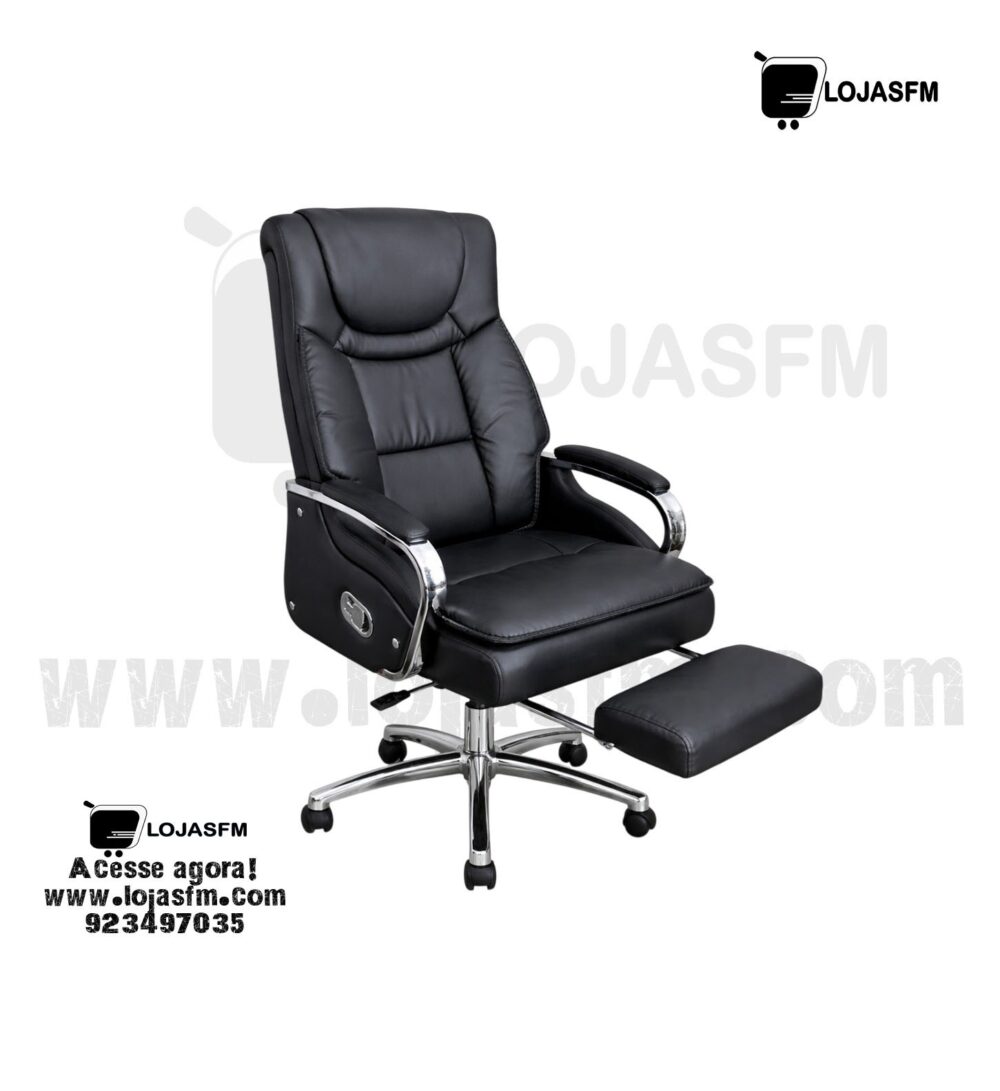 Cadeira giratória Executiva Reclinável de Luxo com Apoio para Pés – Ergonómica em Couro Sintético | Entrega e Montagem Inclusa - Image 1