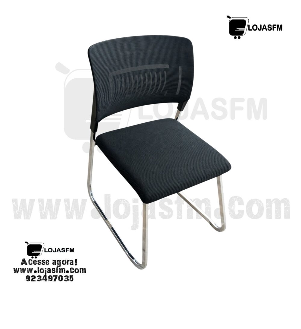 Cadeira de Escritório Fixa com Base Metálica Cromada – Conforto e Design Moderno - Image 1