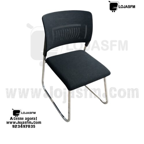 Cadeira de Escritório Fixa com Base Metálica Cromada – Conforto e Design Moderno