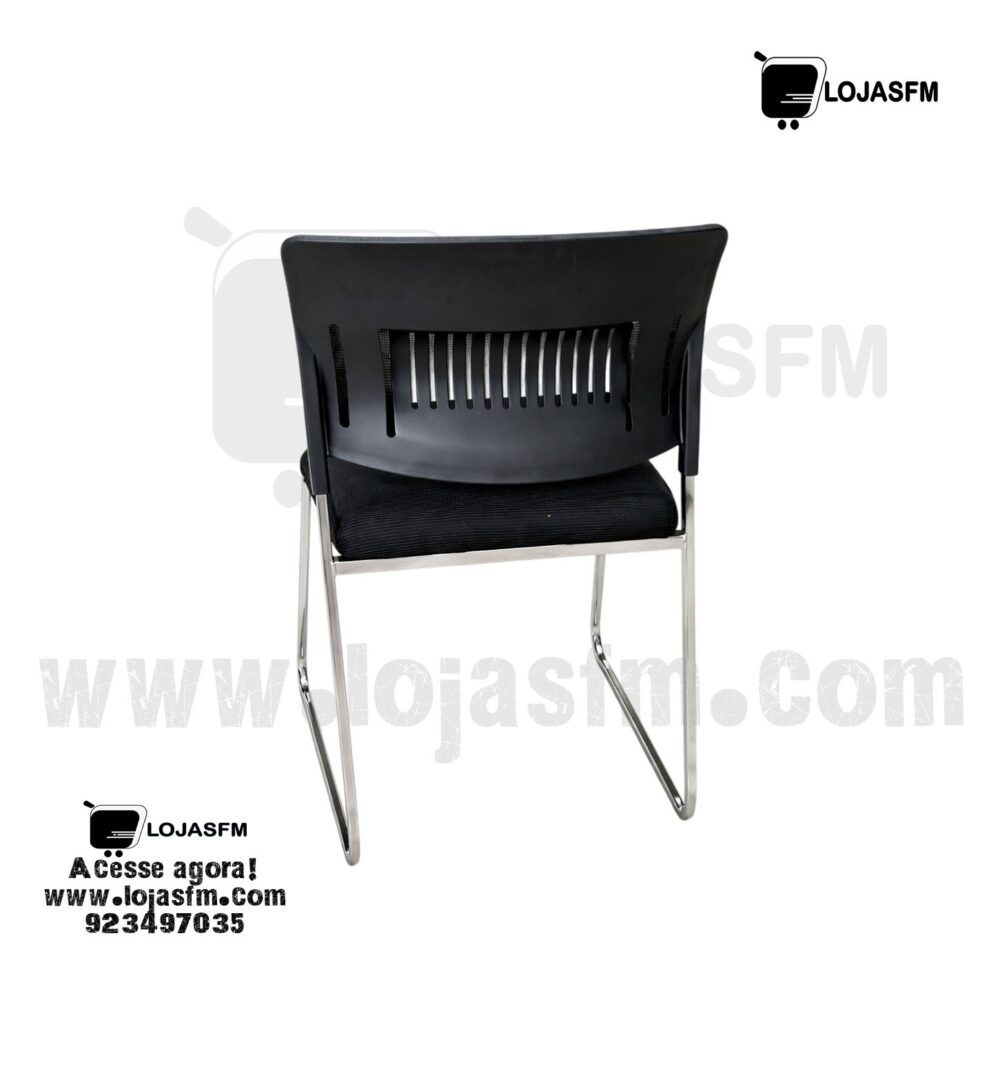 Cadeira de Escritório Fixa com Base Metálica Cromada – Conforto e Design Moderno - Image 2