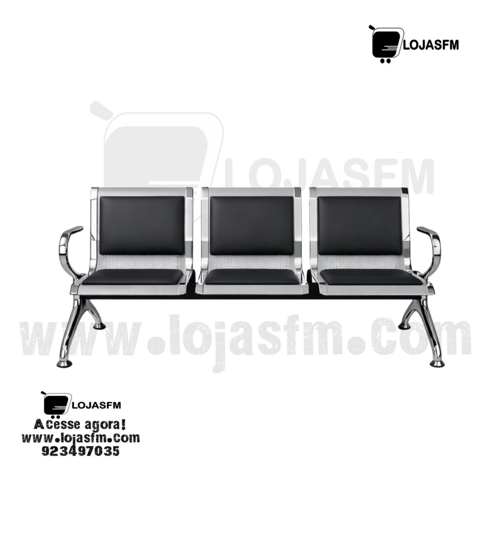 Cadeira de Espera Tripla em Metal com Assento Estofado – Alta Resistência para Escritórios e Recepção - Image 1