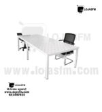 Mesa Branca 240x120cm com Tampo em Madeira Lisa e Estrutura Metálica - Image 2