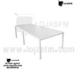 Mesa Branca 240x120cm com Tampo em Madeira Lisa e Estrutura Metálica