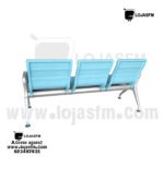 Cadeira de Espera 3 Lugares Azul com Estrutura Metálica – Cadeira Longarina Moderna - Image 2