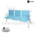 Cadeira de Espera 3 Lugares Azul com Estrutura Metálica – Cadeira Longarina Moderna