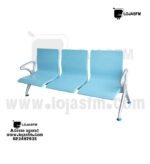 Cadeira de Espera 3 Lugares Azul com Estrutura Metálica – Cadeira Longarina Moderna