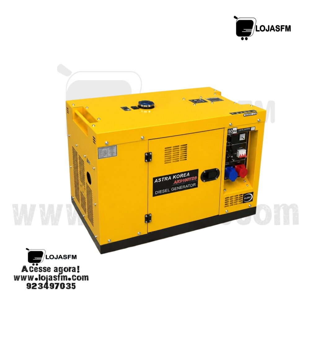 Gerador Diesel Silencioso 11KVA ASTRA KOREA AK11000DS – Monofásico e Trifásico com Entrega ao Domicílio - Image 1