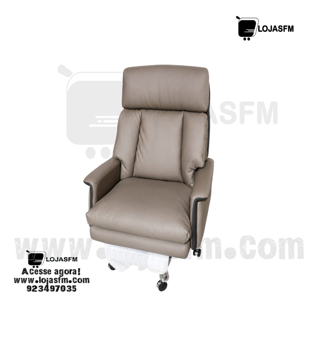 Cadeira giratoria Executiva Reclinável em Couro Sintético com Rodas – Conforto Premium para Escritório - Image 1