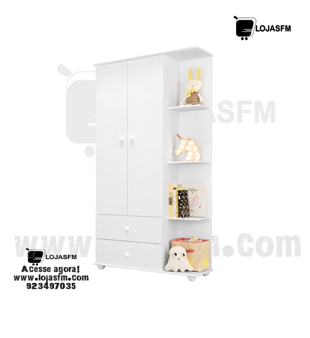 Roupeiro Infantil com Portas, Gavetas e Prateleiras Decorativas – Entrega e Montagem Incluídas - Image 1