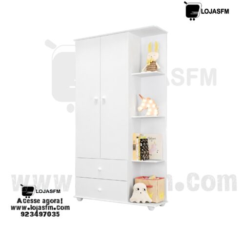 Roupeiro Infantil com Portas, Gavetas e Prateleiras Decorativas – Entrega e Montagem Incluídas