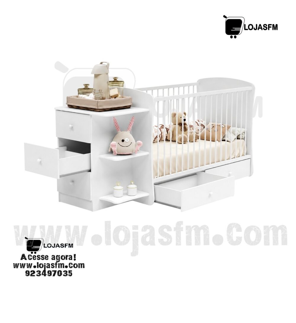 Berço Infantil com Colchão e Módulo de Armazenamento – Entrega e Montagem Incluídas - Image 1